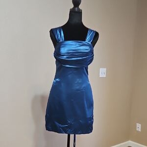Elegant Blue Satin Dress